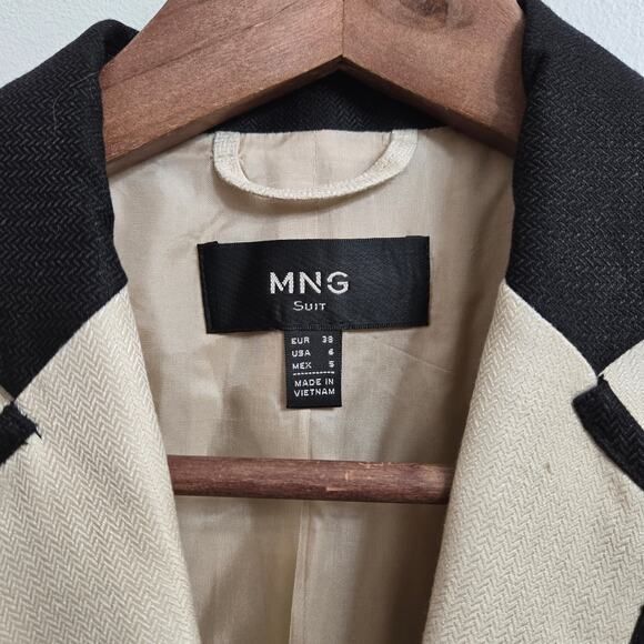 MNG Mango Womens Classic Preppy Schoolboy Tailored Linen Blend Blazer Jacket 6 - Picture 6 of 11
